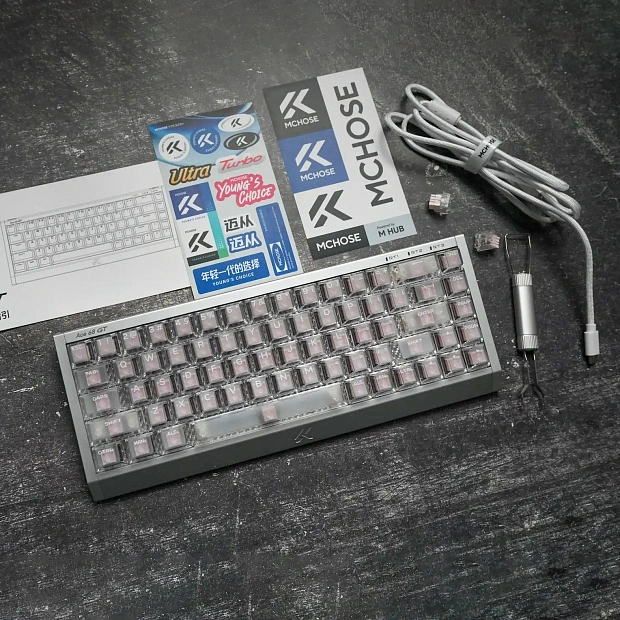 Клавиатура игровая проводная MCHOSE Ace 68 GT Mount Tai GT Magnetic Switch (серебристая) с кириллице