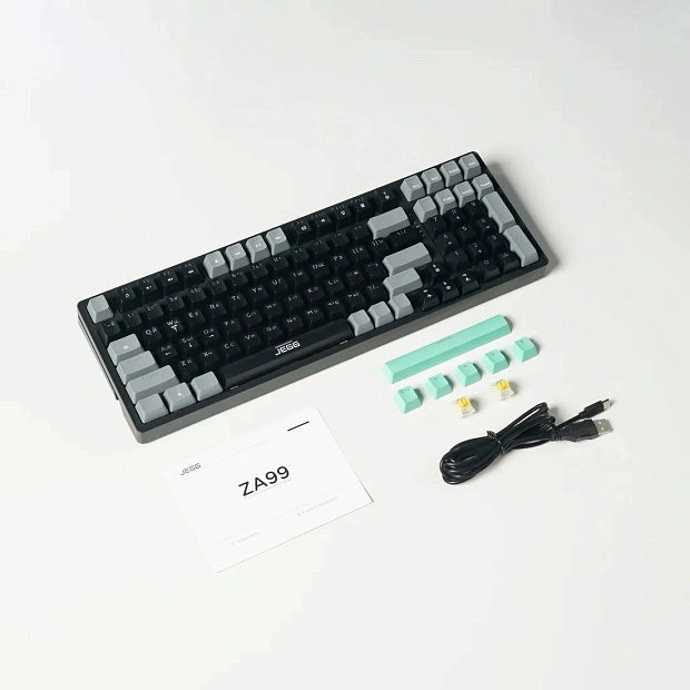 Клавиатура игровая JEGG ZA99 Black Grey GreenTNT Yellow (серая/зеленая)