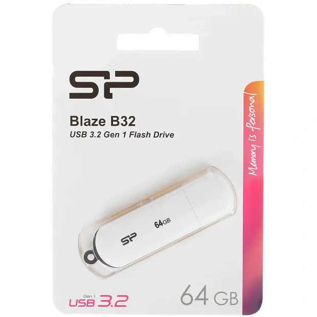 USB флеш-накопитель 64GB Silicon-Power USB3.2 Gen1,Blaze B32, White
