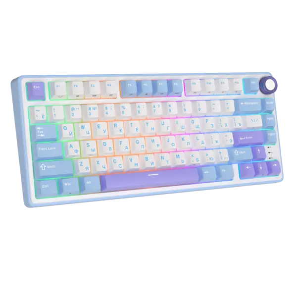 Клавиатура игровая проводная Royal Kludge R75 Silver switch (белая, сиреневая)