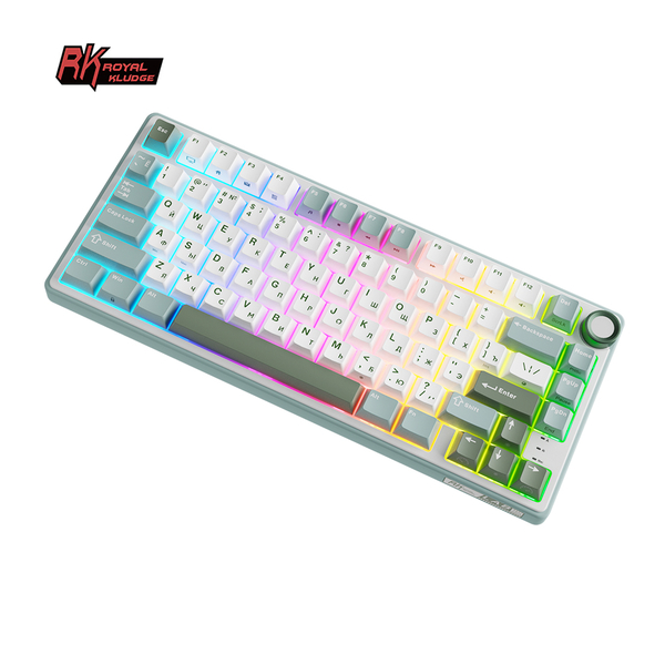 Клавиатура игровая проводная Royal Kludge R75 Silver switch (белая,зеленая)