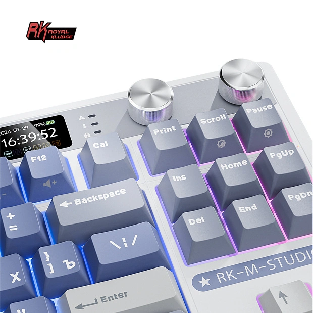 Клавиатура игровая Royal Kludge RK M87 Cream switch (белая,синяя)