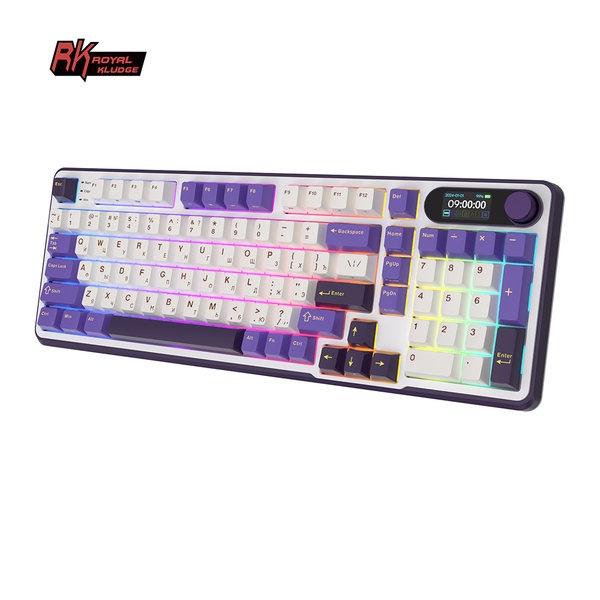 Клавиатура игровая Royal Kludge RK-S98 Chartreuse switch (белая,фиолетовая)