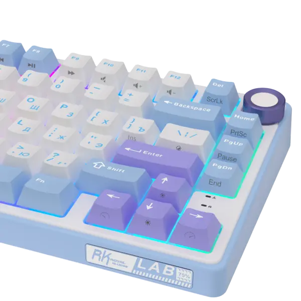 Клавиатура игровая проводная Royal Kludge R75 Silver switch (белая, сиреневая)