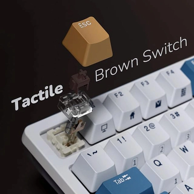 Клавиатура игровая Royal Kludge RK98 Brown switch (белая, синяя)