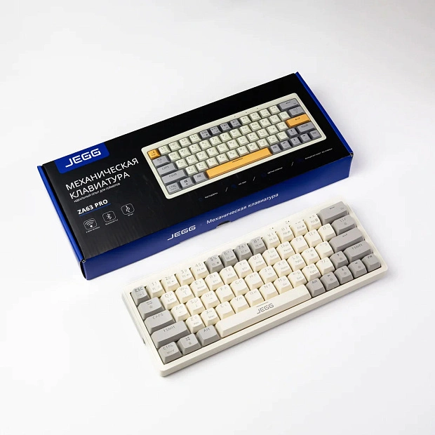 Клавиатура игровая JEGG ZA63 PRO beige,grey,yellow, TNT Yellow (бежевая)