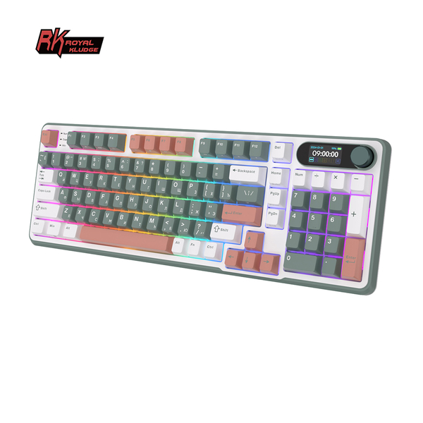 Клавиатура игровая Royal Kludge RK-S98 Brown switch (белая, зеленая)