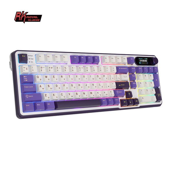 Клавиатура игровая Royal Kludge RK-S98 Chartreuse switch (белая,фиолетовая)