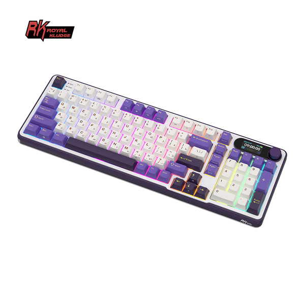 Клавиатура игровая Royal Kludge RK-S98 Chartreuse switch (белая,фиолетовая)