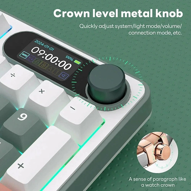 Клавиатура игровая Royal Kludge RK-S98 Chartreuse switch (белая,зеленая)