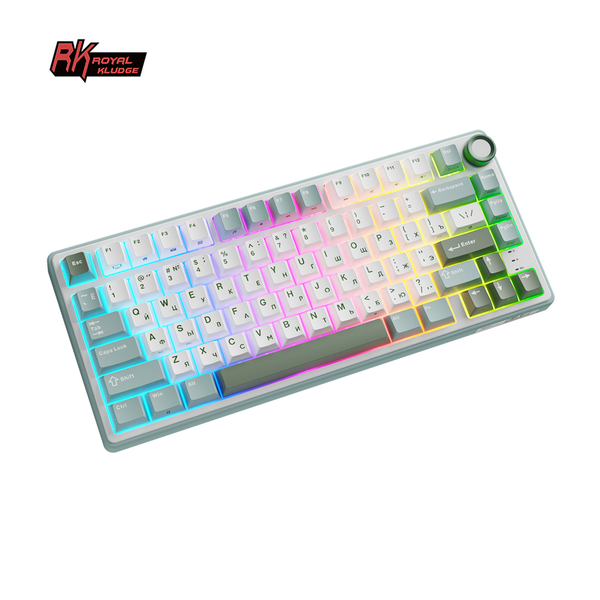 Клавиатура игровая проводная Royal Kludge R75 Silver switch (белая,зеленая)