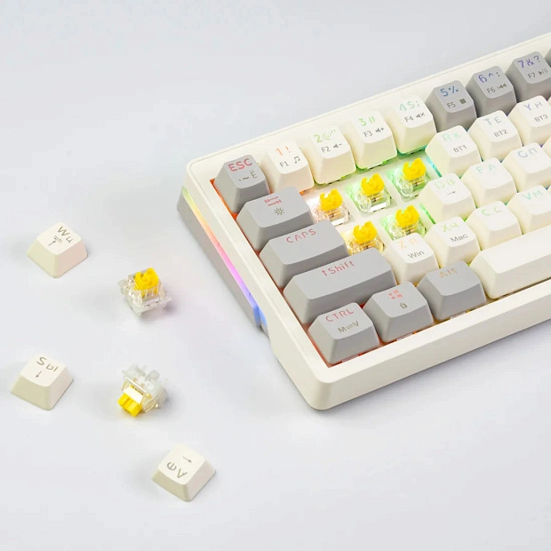 Клавиатура игровая JEGG ZA63 PRO beige,grey,yellow, TNT Yellow (бежевая)