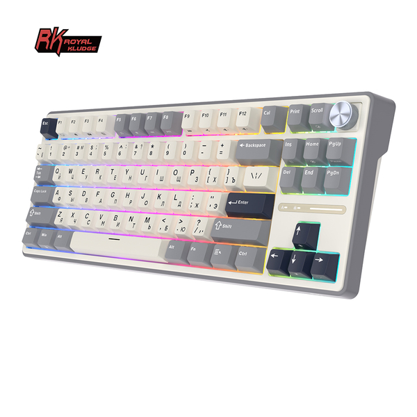 Клавиатура игровая проводная Royal Kludge RK R87 Brown switch (серая,бежевая)
