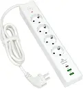 Сетевой фильтр на 4 розетки Cablexpert Exnovo EXN-4-CU2-W-2, 2м (белый)