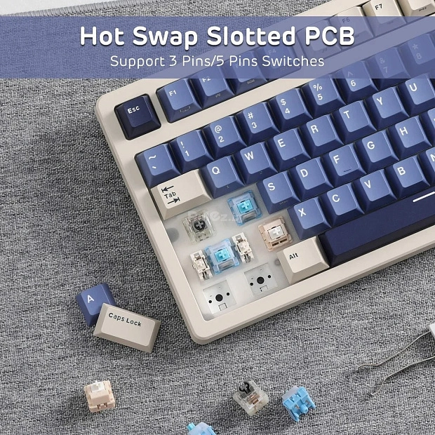 Клавиатура игровая Royal Kludge RK S85 Horizon Beige switch (белая,синяя)