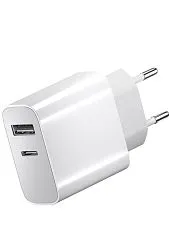 Сетевое зарядное устройство Borasco PD 20W + QC 3.0, USB-A, USB-C (белое)