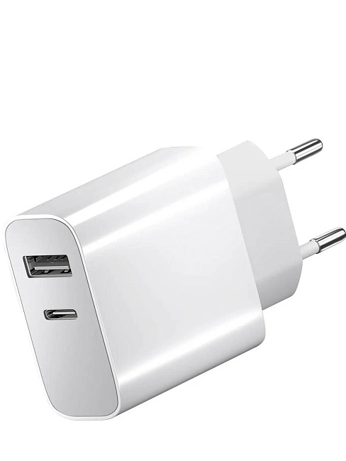 Сетевое зарядное устройство Borasco PD 20W + QC 3.0, USB-A, USB-C (белое)