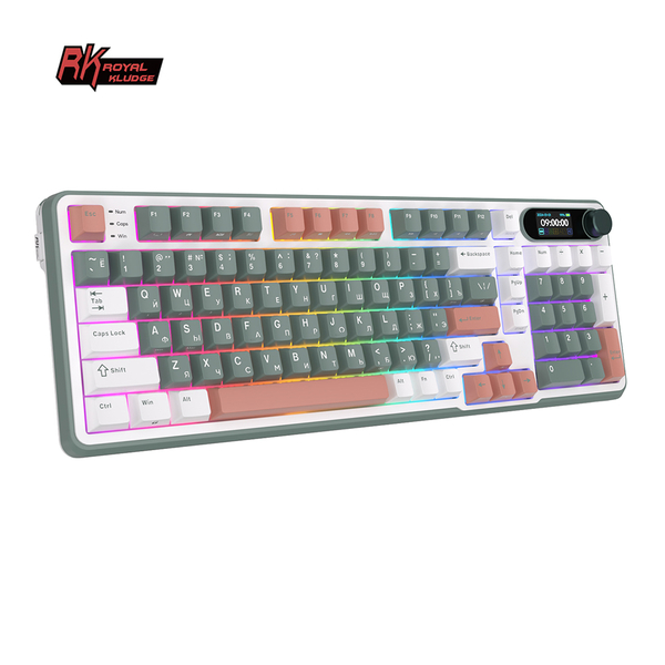 Клавиатура игровая Royal Kludge RK-S98 Brown switch (белая, зеленая)
