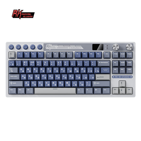 Клавиатура игровая Royal Kludge RK M87 Cream switch (белая,синяя)
