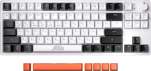 Клавиатура игровая JEGG ZA87 Pro White,black,orange, TNT Yellow (белая)