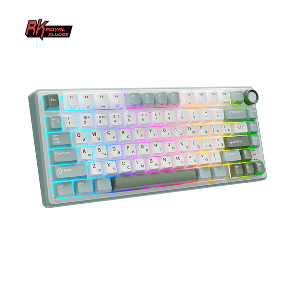 Клавиатура игровая проводная Royal Kludge R75 Silver switch (белая,зеленая)
