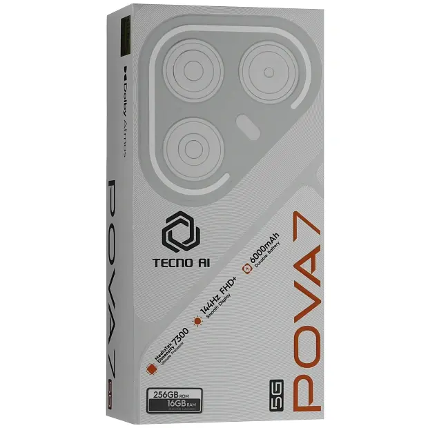 Смартфон Tecno POVA 7 5G 8/256GB Geek Black, LJ7, индустриальный черный