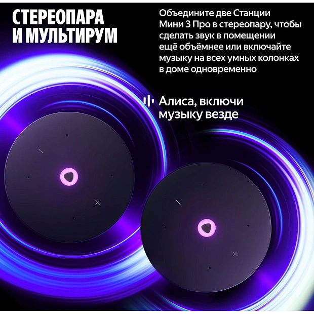 Умная колонка Яндекс Станция Мини 3 Про с Zigbee YNDX-00059BLK, черный