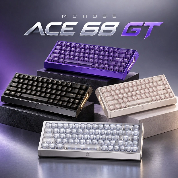 Клавиатура игровая проводная MCHOSE Ace 68 GT Mount Tai GT Magnetic Switch (черная/золотая) с кирилл
