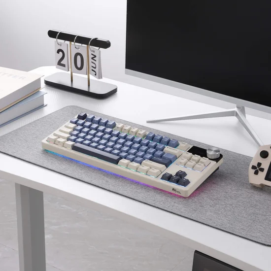 Клавиатура игровая Royal Kludge RK S85 Horizon Beige switch (белая,синяя)