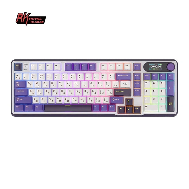 Клавиатура игровая Royal Kludge RK-S98 Brown switch (белая, фиолетовая)