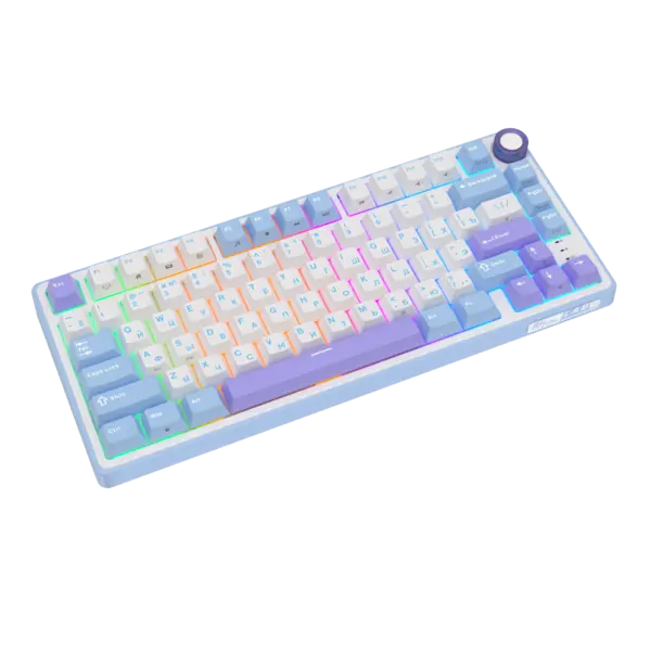 Клавиатура игровая проводная Royal Kludge R75 Silver switch (белая, сиреневая)