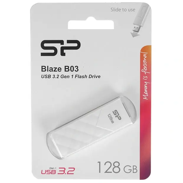 USB флеш-накопитель 128GB Silicon-Power USB3.2 Gen1,Blaze B32, White