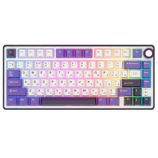 Клавиатура игровая проводная Royal Kludge R75 Silver switch (белая,фиолетовая)