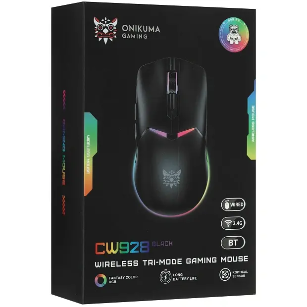 Мышь игровая проводная/беспроводная Onikuma CW929 B (черная)
