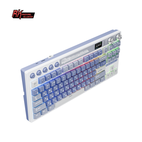 Клавиатура игровая Royal Kludge RK M87 Cream switch (белая,синяя)