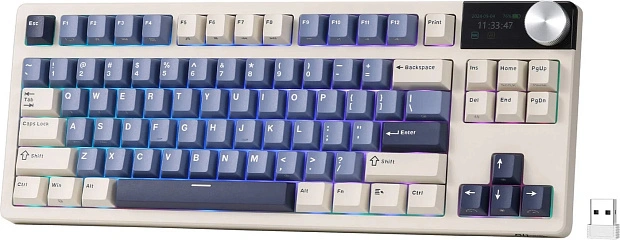 Клавиатура игровая Royal Kludge RK S85 Horizon Beige switch (белая,синяя)