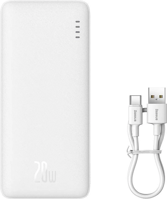 Внешний аккумулятор Baseus Airpow PPQD090002 Fast Charge Power Bank 10000mAh 20W White (With Cable U