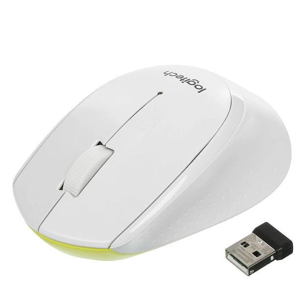 Мышь беспроводная Logitech M330 Silent Plus, 910-004926 (белая, желтая)