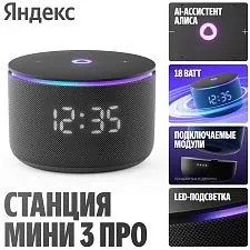 Умная колонка Яндекс Станция Мини 3 Про с Zigbee YNDX-00059BLK, черный