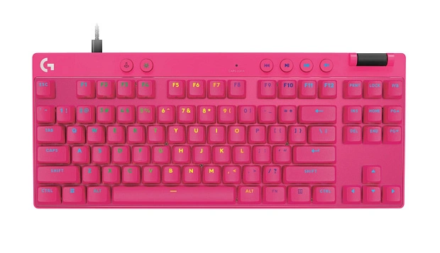 Клавиатура игровая магнитная Logitech PRO X TKL RAPID 920-013255 (розовая)
