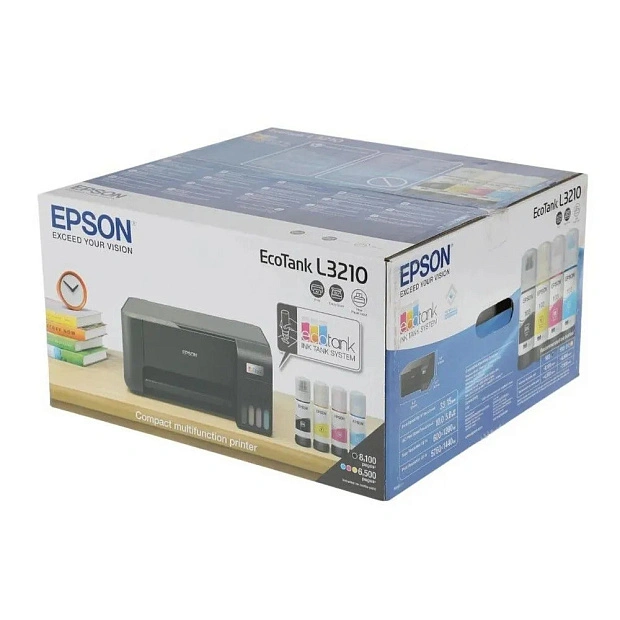 МФУ струйный цветной Epson EcoTank L3210 с СНПЧ, "3в1" принтер, сканер, копир, А4