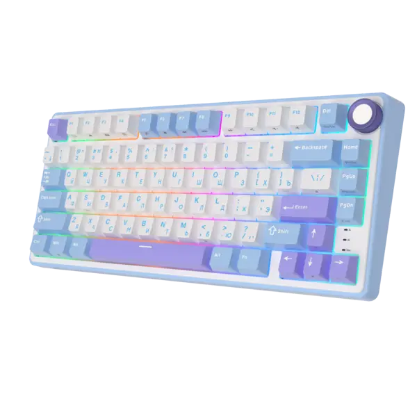 Клавиатура игровая проводная Royal Kludge R75 Silver switch (белая, сиреневая)