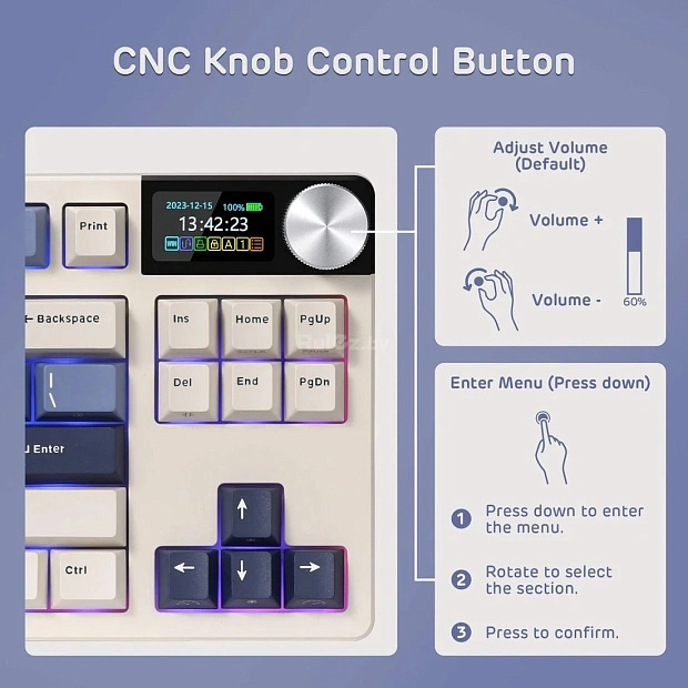 Клавиатура игровая Royal Kludge RK S85 Horizon Beige switch (белая,синяя)