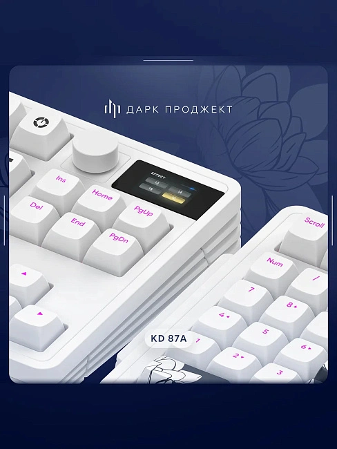 Клавиатура игровая проводная Дарк Проджект KD87A+Numpad DP-KD-87A-000102-GMS g3ms Moonstone (белая)