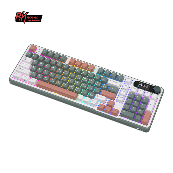 Клавиатура игровая Royal Kludge RK-S98 Brown switch (белая, зеленая)
