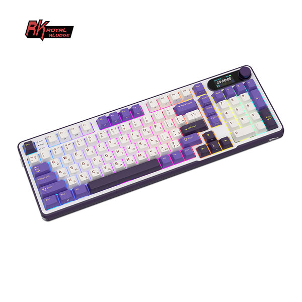 Клавиатура игровая Royal Kludge RK-S98 Chartreuse switch (белая,фиолетовая)