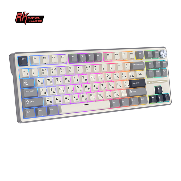 Клавиатура игровая проводная Royal Kludge RK R87 Brown switch (серая,бежевая)
